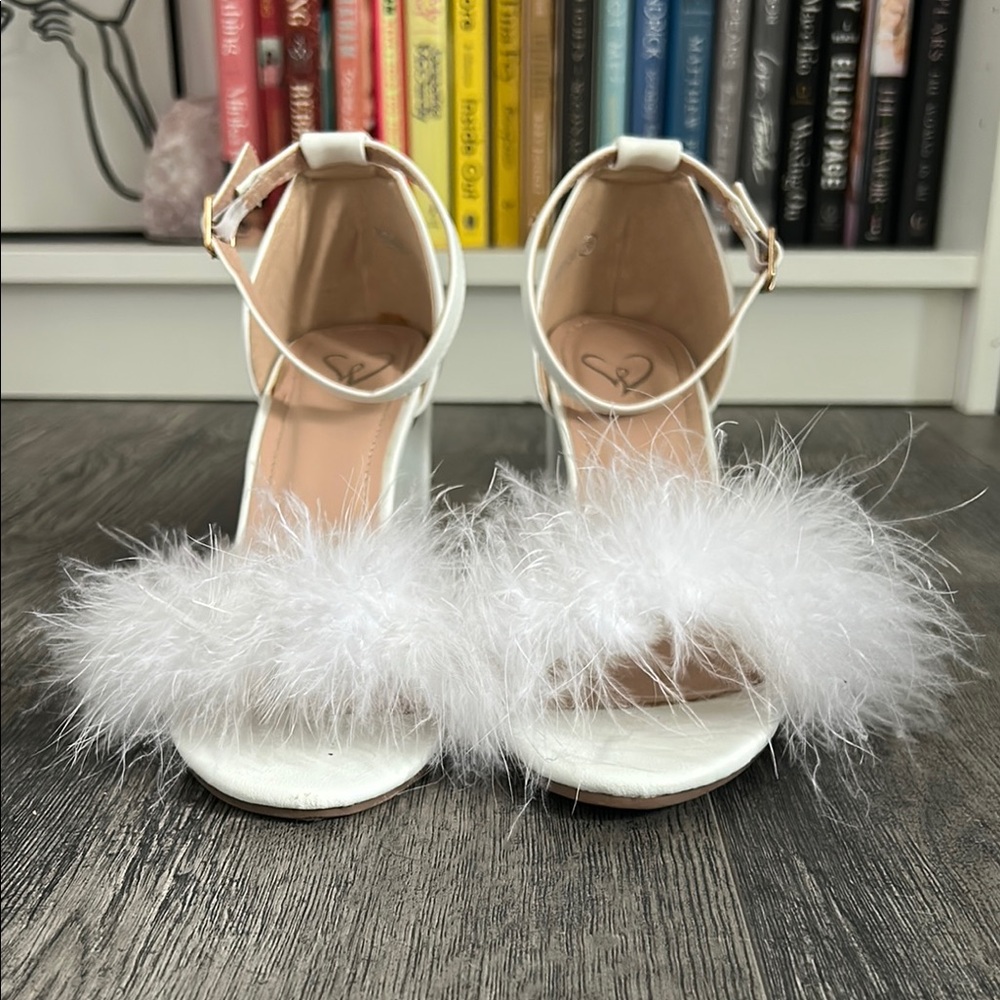 Windsor White Feather Embellished Heels